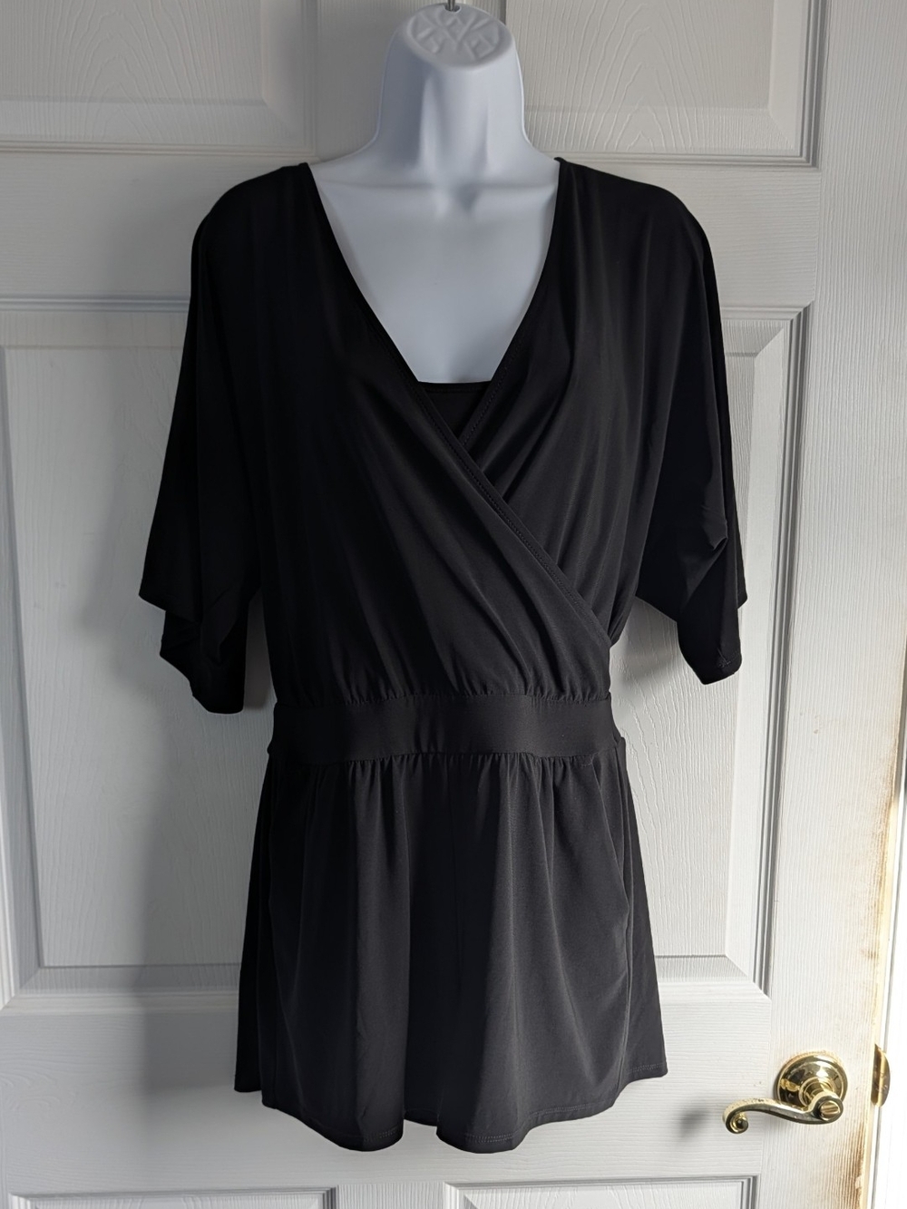White House Black Market Black Wrap-Style Jumpsuit Romper